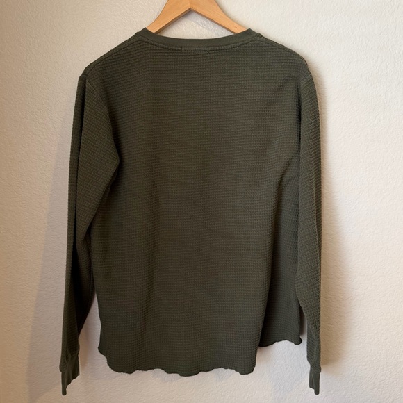 Marine Layer Men’s Waffle Knit Henley Long Sleeve Olive Green Shirt Size Medium - Picture 7 of 9